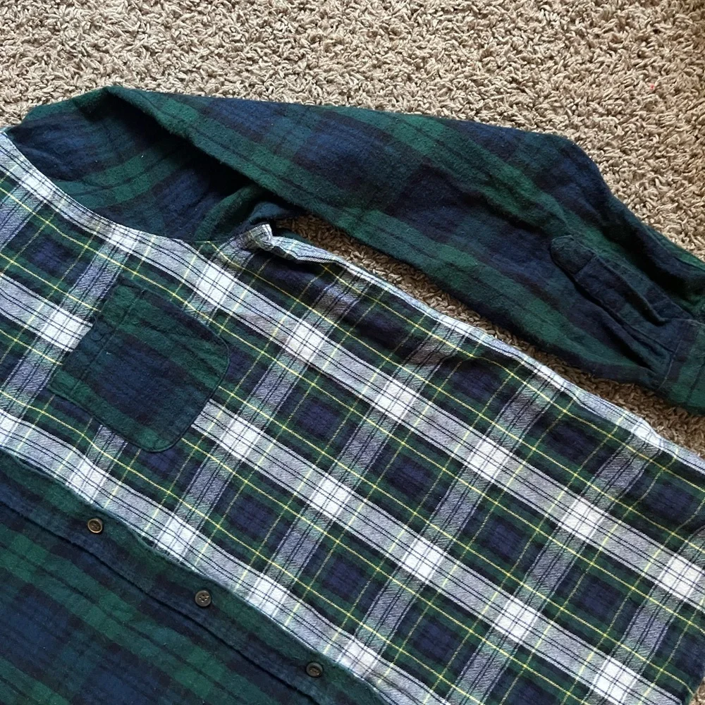 L.L. Bean mens plaid casual green long sleeve button down shirt size L - Picture 6 of 8